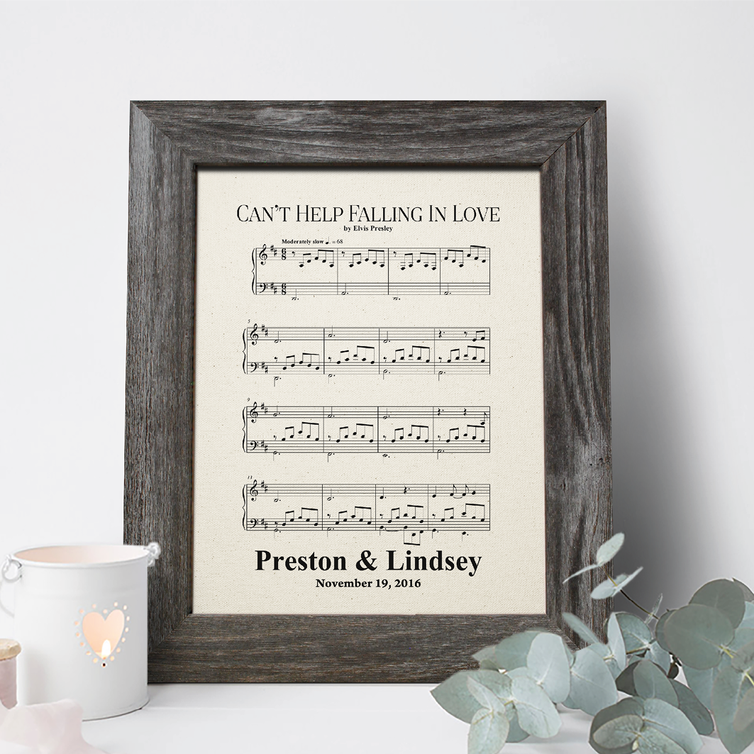 2nd Anniversary Gift, Sheet Music Cotton Print
