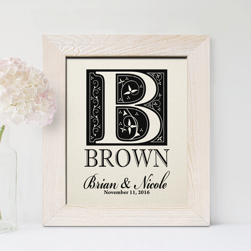 2nd Anniversary Gift, Last Name Cotton Print