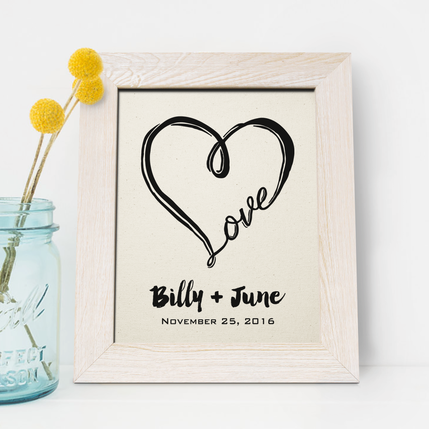 2nd Anniversary Gift, Heart Cotton Print