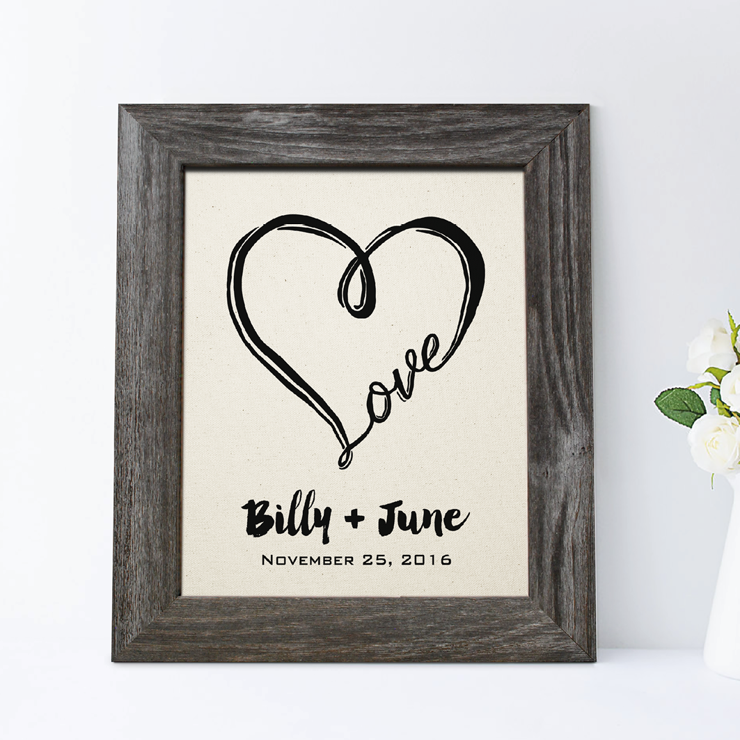2nd Anniversary Gift, Heart Cotton Print