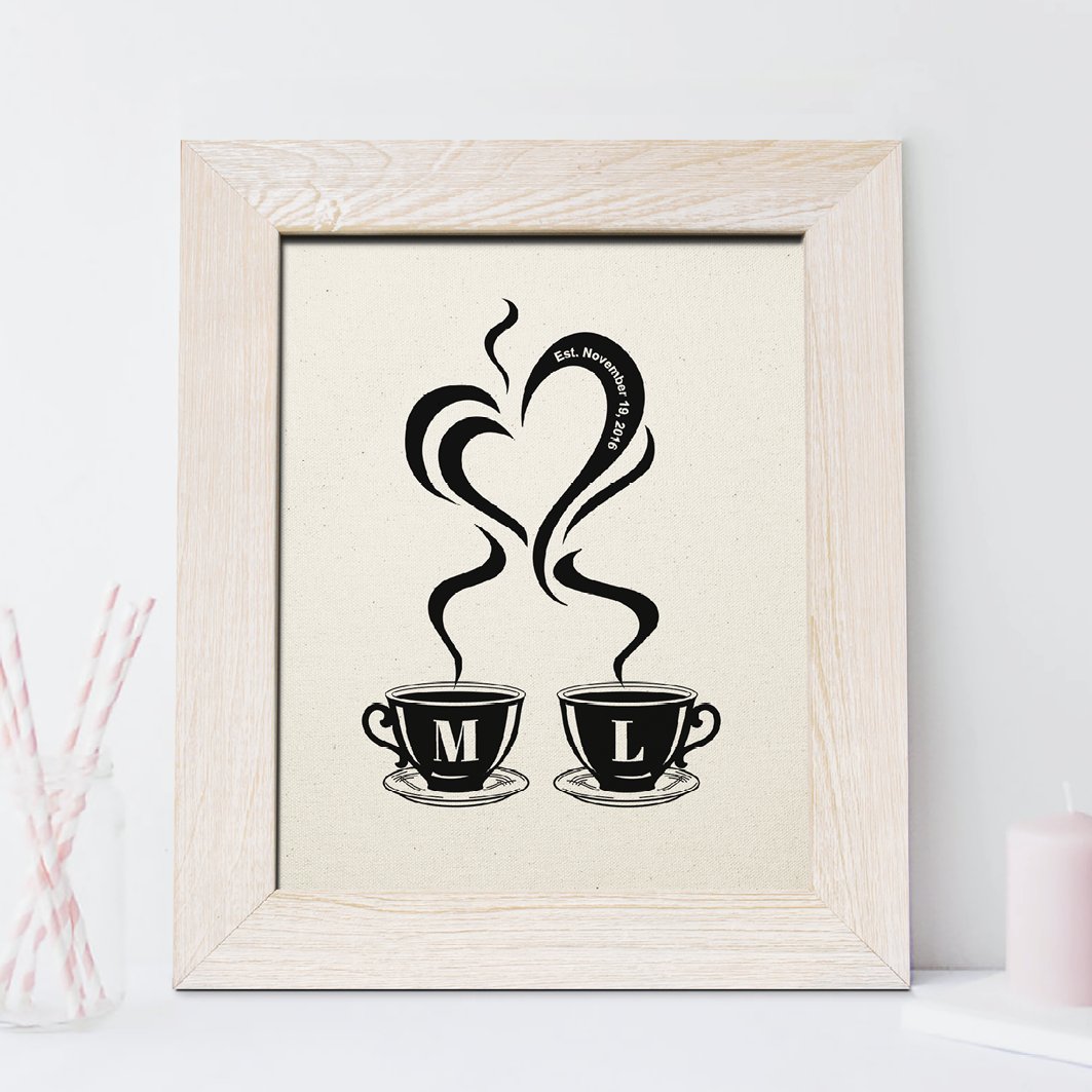 2nd Anniversary Gift, Cups Cotton Print