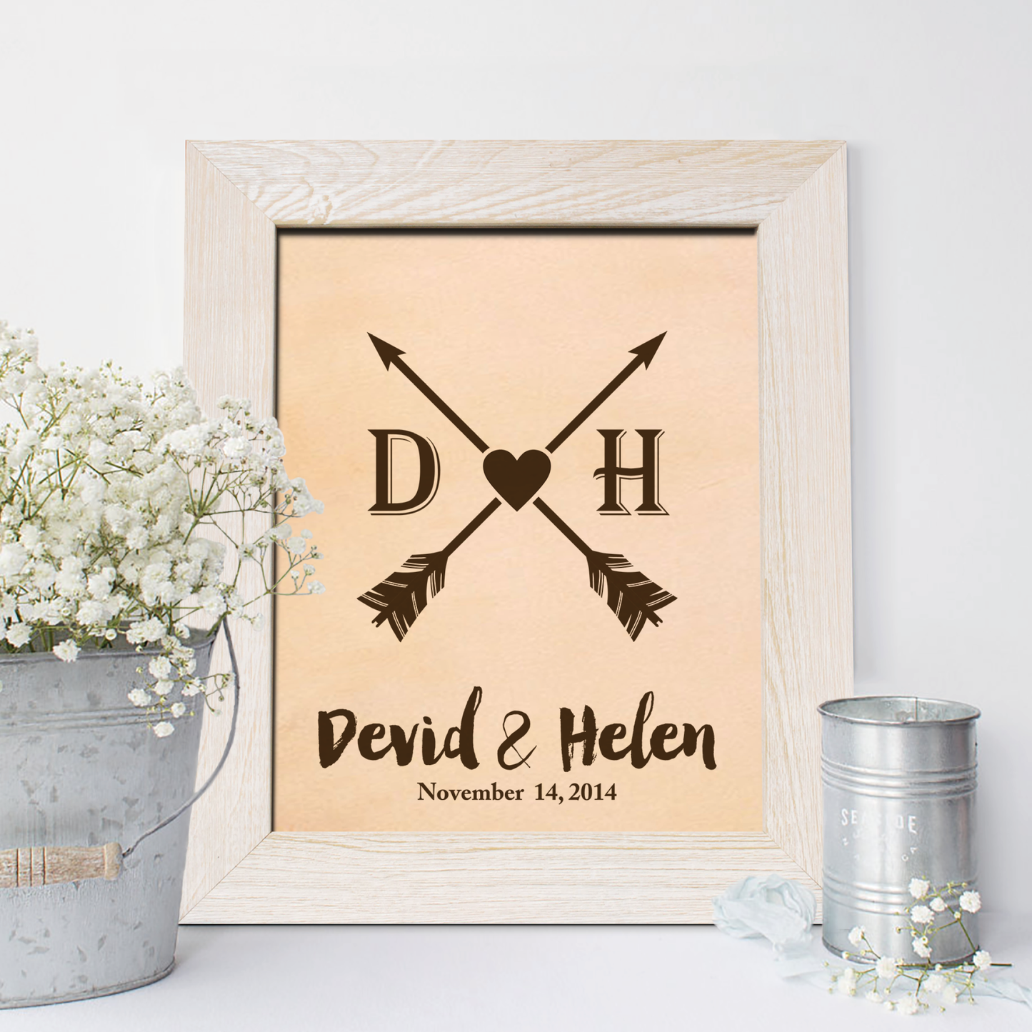 3rd Leather Anniversary Gift, Arrows Leather Engraving