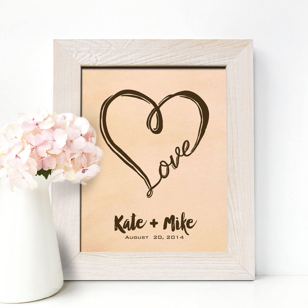 3rd Leather Anniversary Gift, Heart And Love Leather Engraving