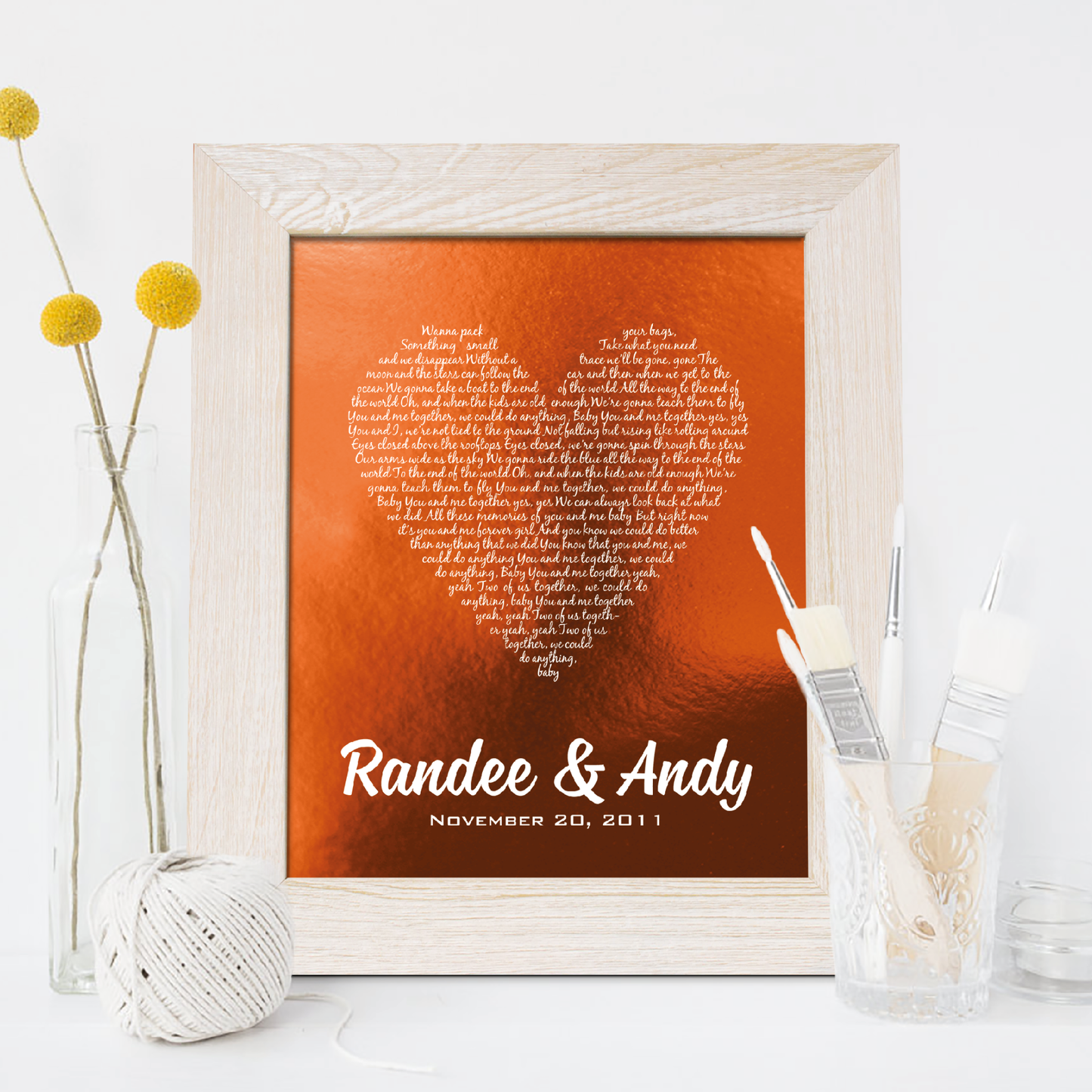 7th Anniversary Gift, First Dance Song Copper Foil Print