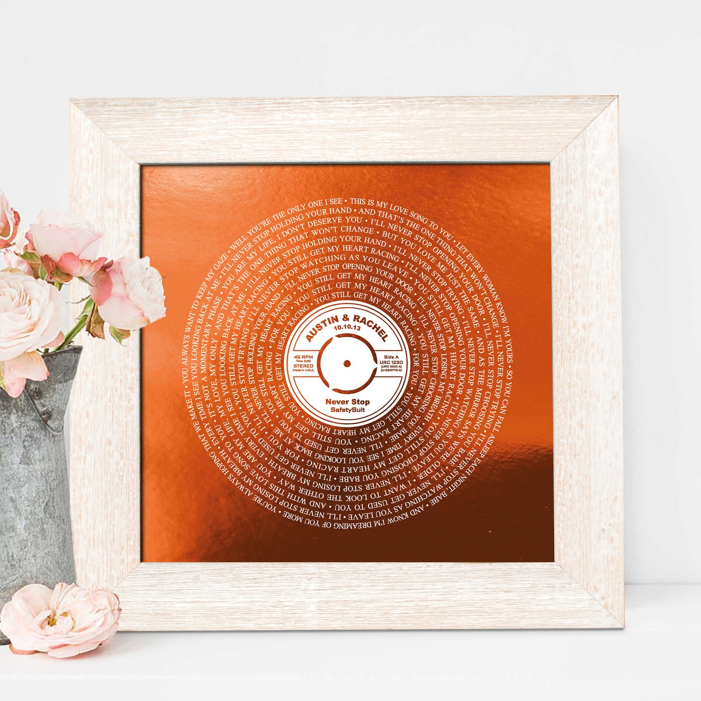 7th Anniversary Gift, First Dance Song Copper Foil Print
