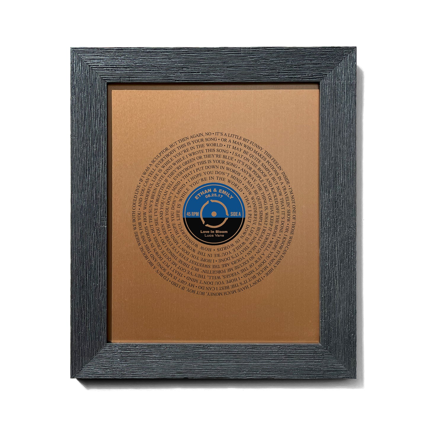 8th Anniversary Bronze Gift – Personalized Bronze Metal Print of Your First Dance Song