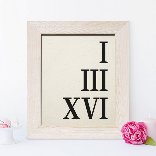 2nd Anniversary Gift, Romain Numeral Date Cotton Print