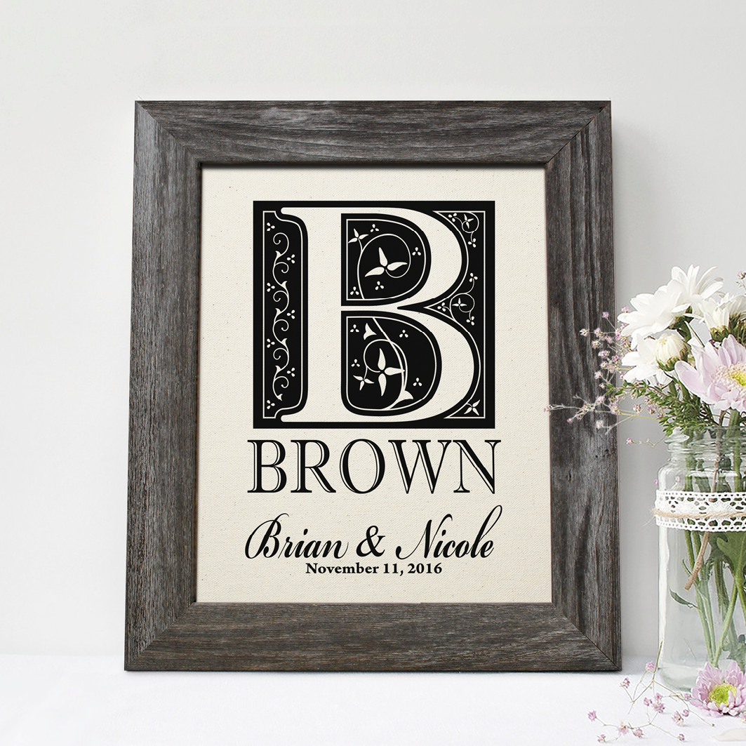 2nd Anniversary Gift, Last Name Cotton Print