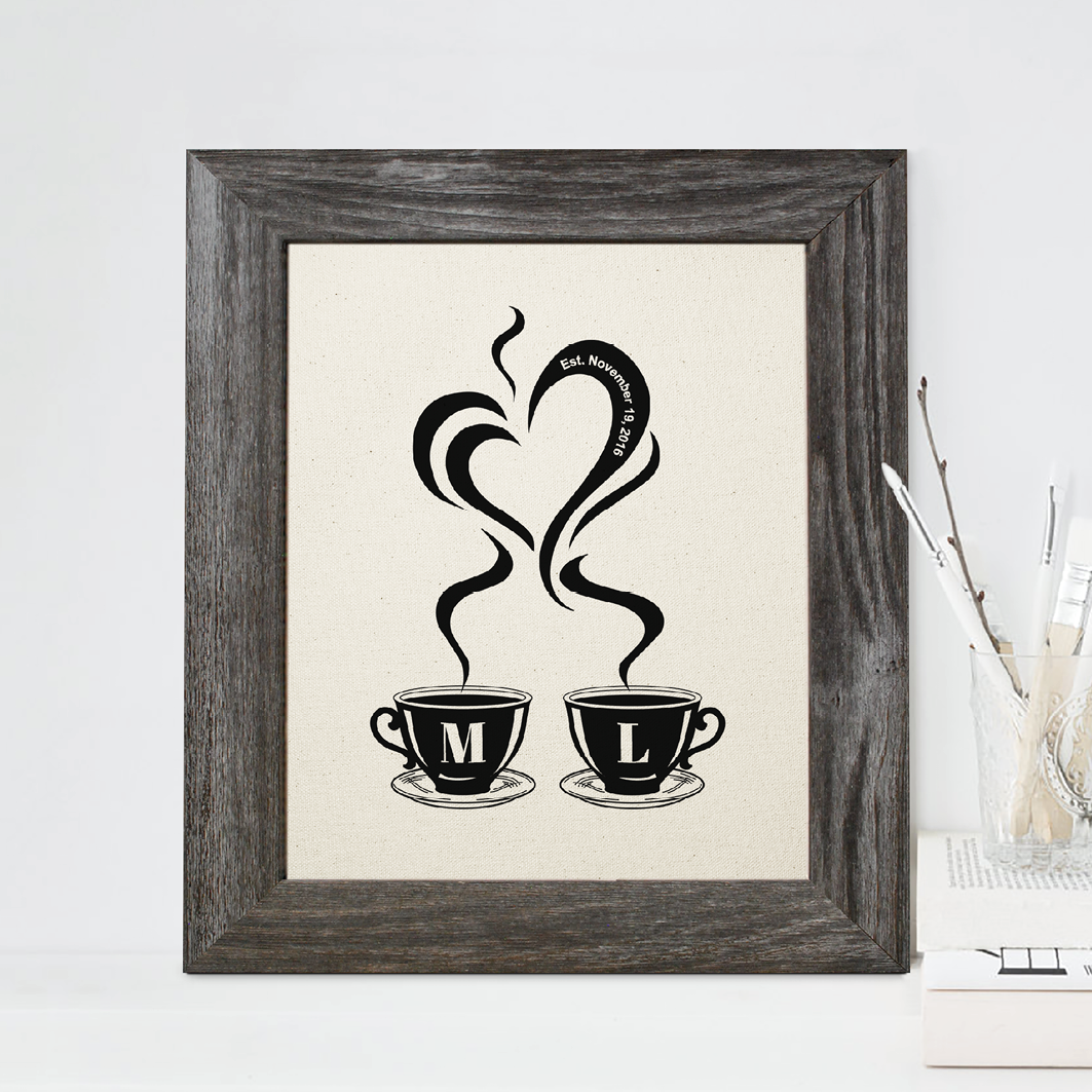 2nd Anniversary Gift, Cups Cotton Print