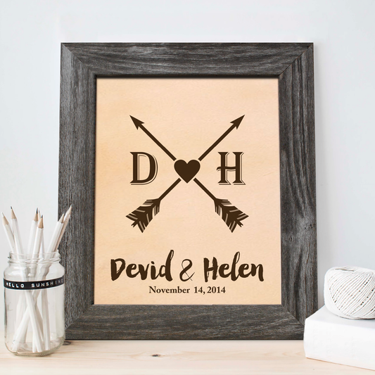 3rd Leather Anniversary Gift, Arrows Leather Engraving