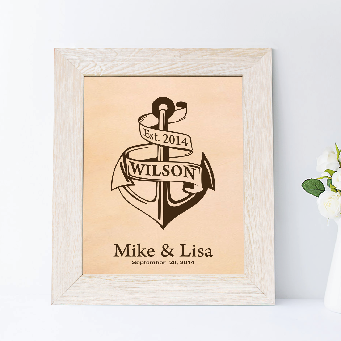 3rd Leather Anniversary Gift, Anchor Leather Engraving