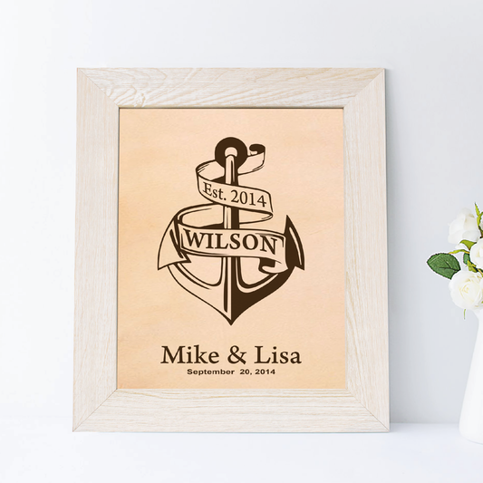 3rd Leather Anniversary Gift, Anchor Leather Engraving