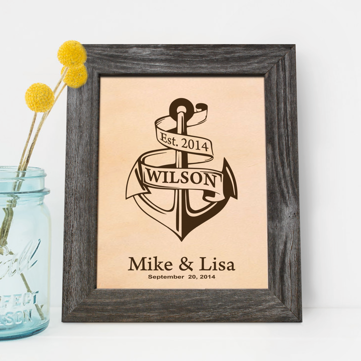 3rd Leather Anniversary Gift, Anchor Leather Engraving