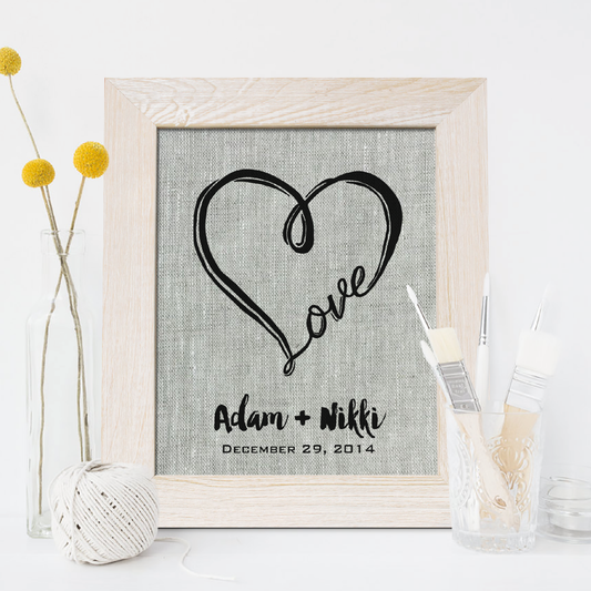 Love And Heart Linen Print