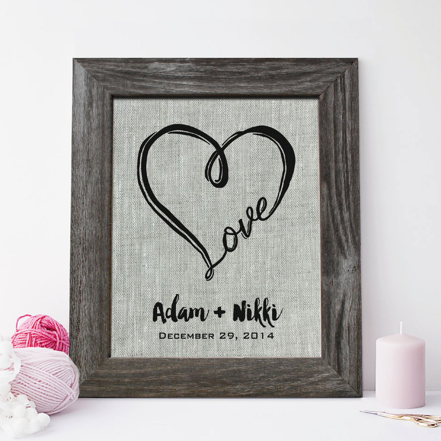 Love And Heart Linen Print