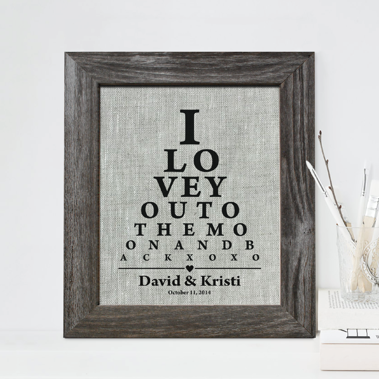 I Love You To The Monn And Back Linen Print