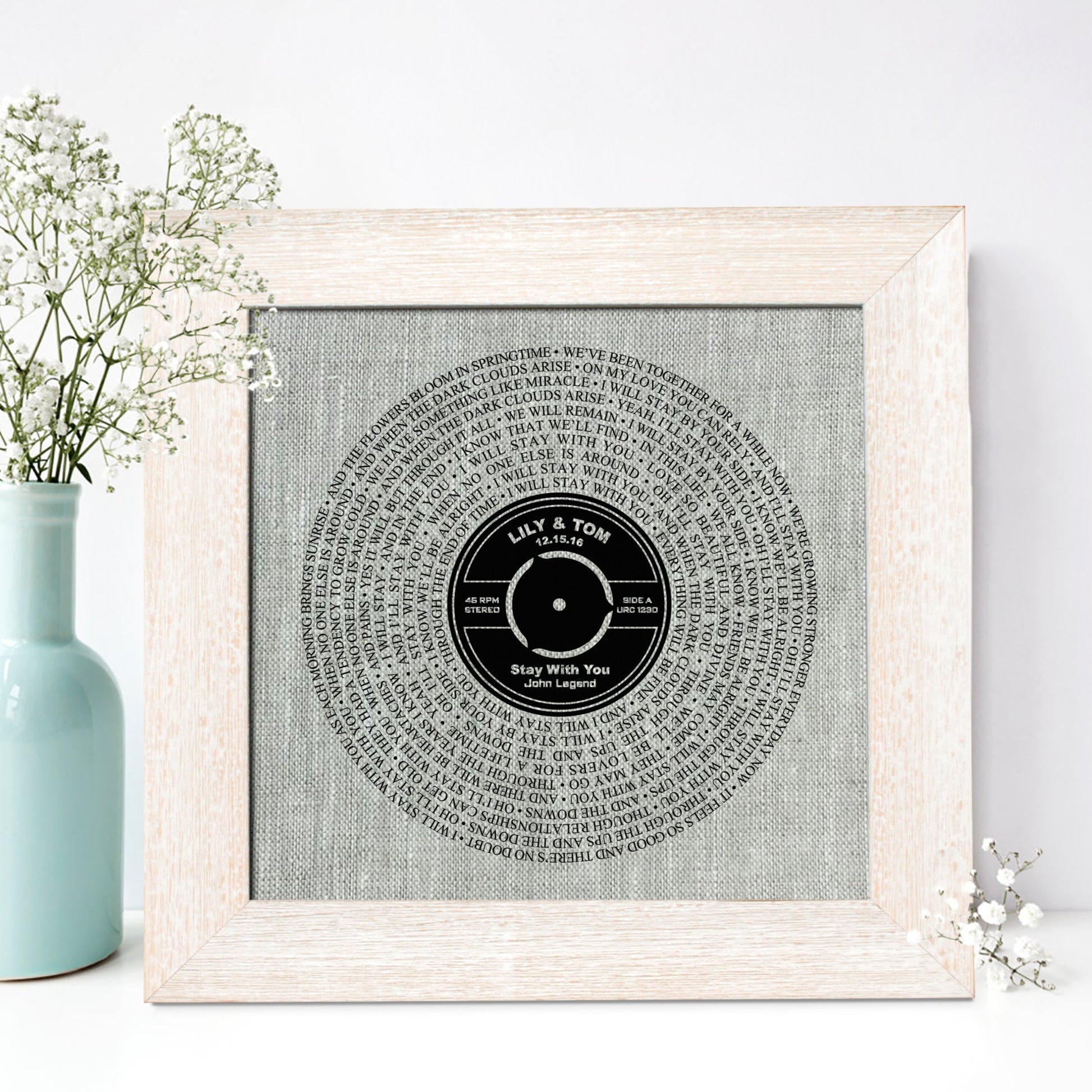 Song Lyrics Printed on Cotton or Linen Personalized 
