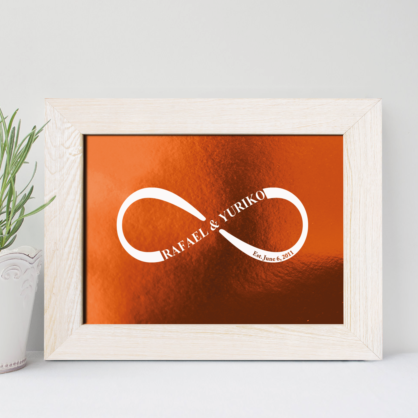 7th Anniversary Gift, Infinity Copper Foil Print